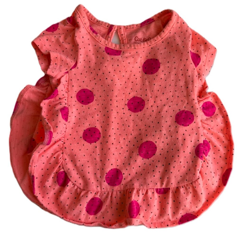🌸 $3 Add On | Baby Girl 12M Rounded Hem Tee with Flutter Detail